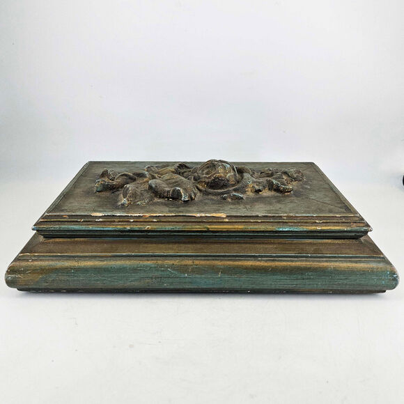Vintage Victorian Style Hand Carved Wooden wood Box Rose Design
